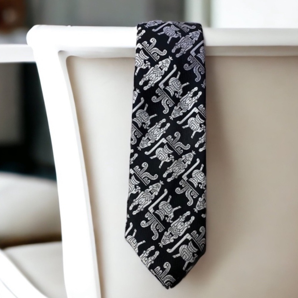 Vintage Embroidered Tie Black and Silver Men’s Tie